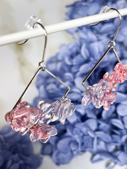 Hydrangea earrings (Pinkish-purple)