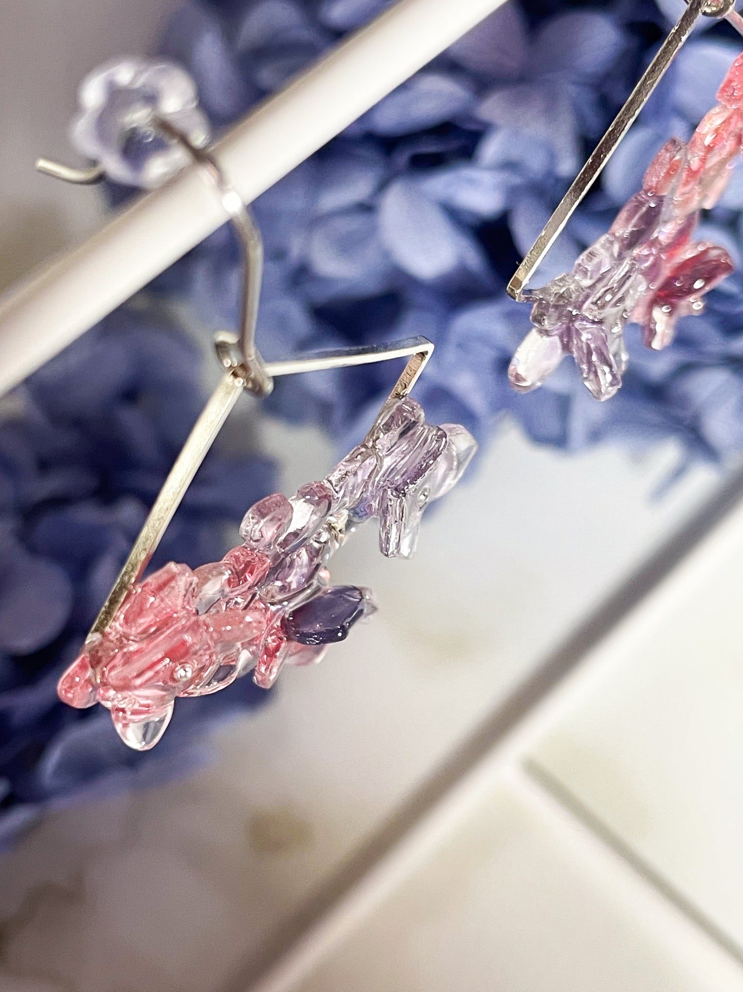 Hydrangea earrings (Pinkish-purple)