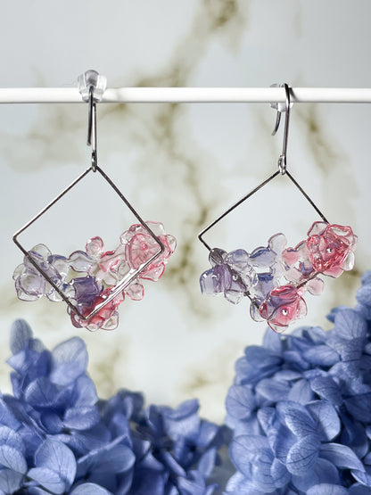 Hydrangea earrings (Pinkish-purple)