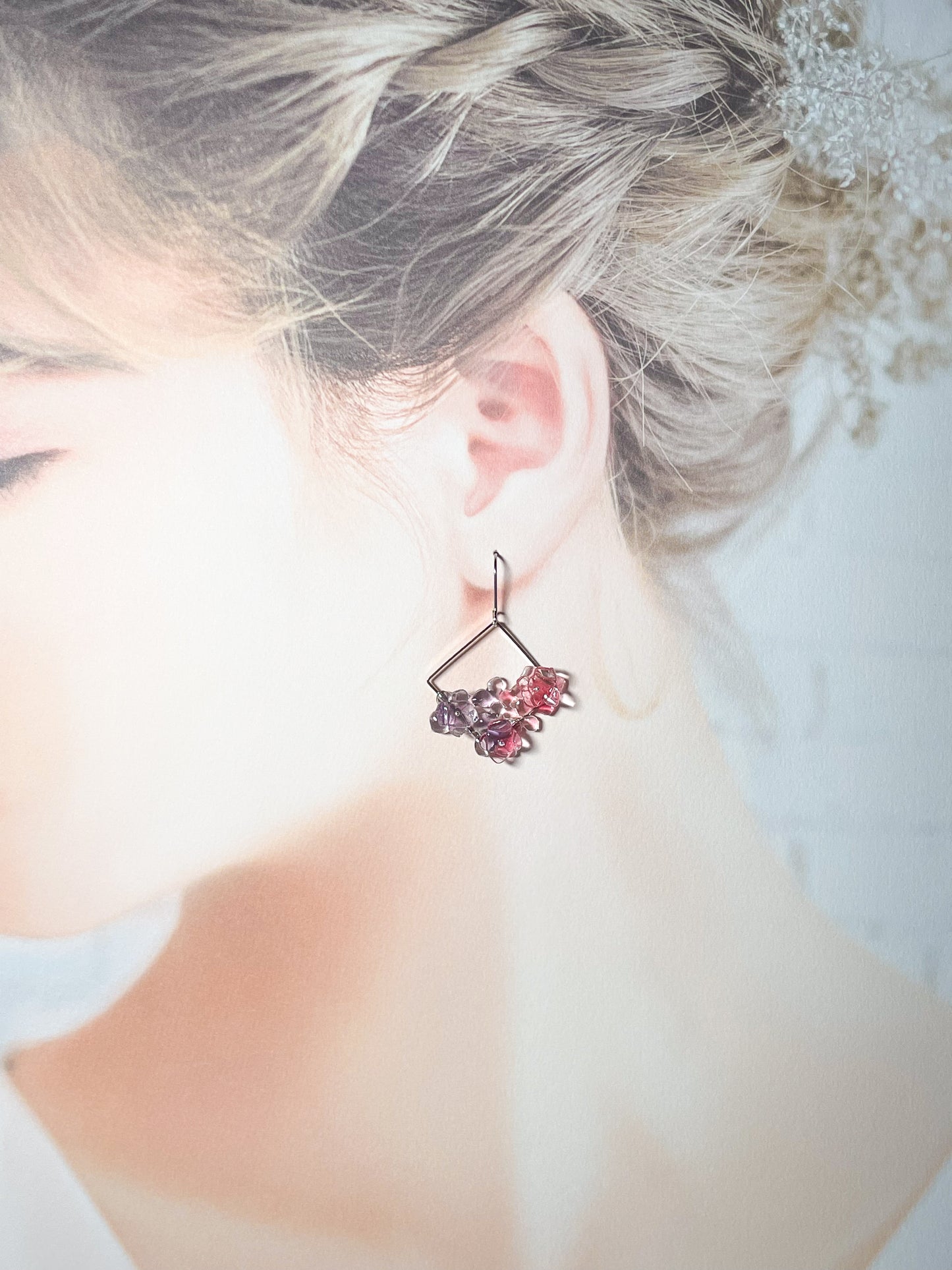 Hydrangea earrings (Pinkish-purple)