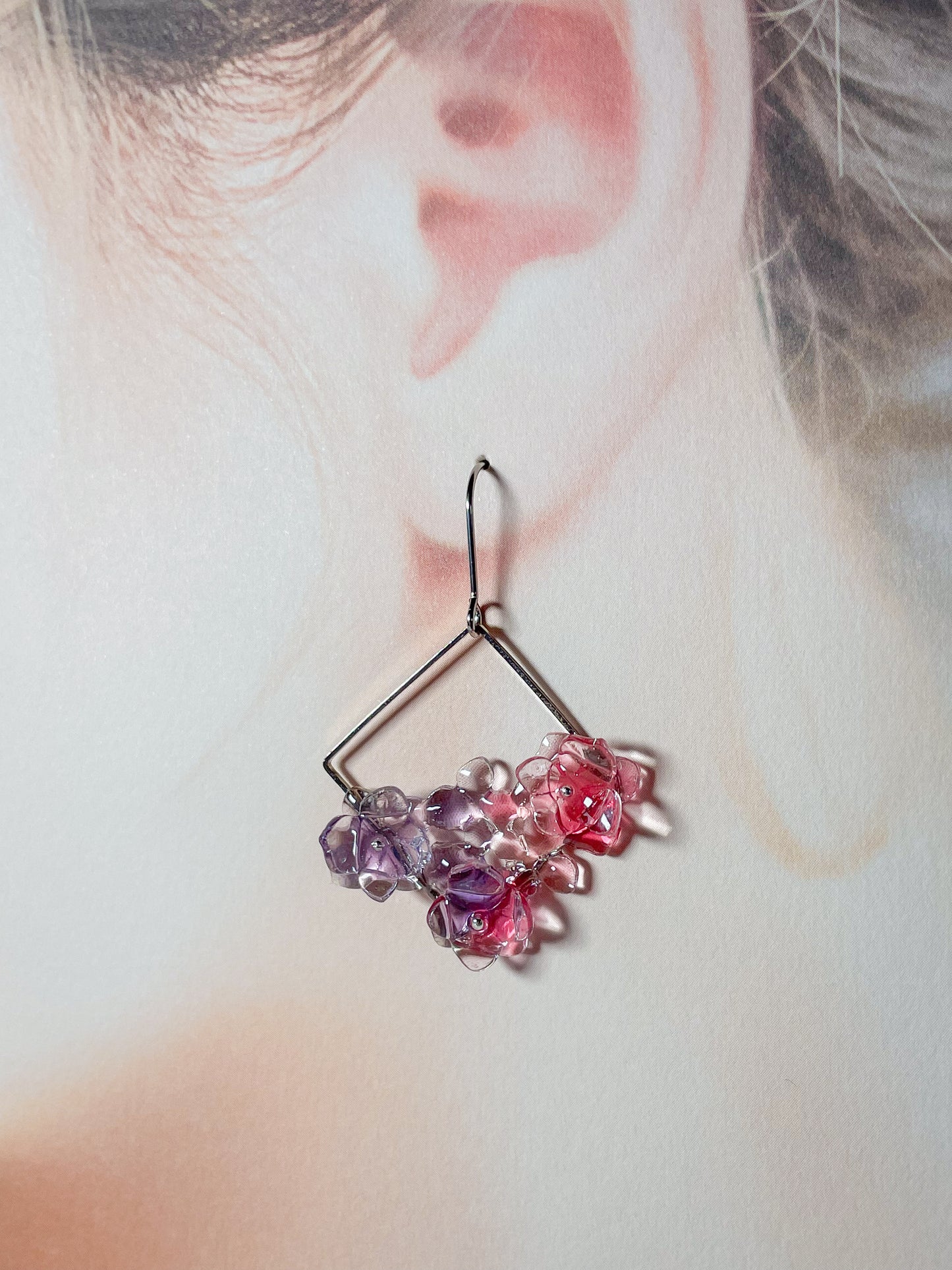 Hydrangea earrings (Pinkish-purple)