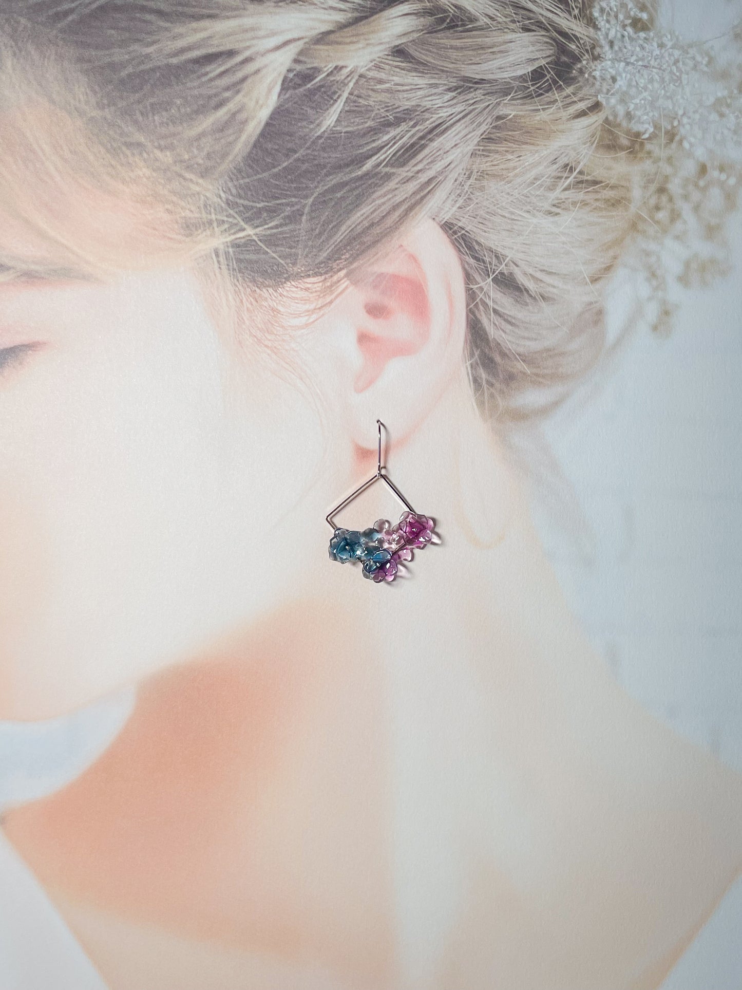 Hydrangea earrings (Bluish-purple)