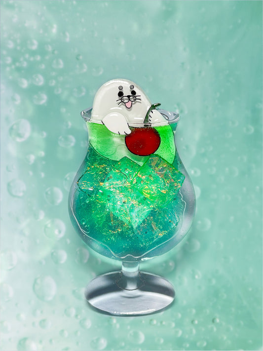 Ice cream float collection - Seal floated melon soda brooch