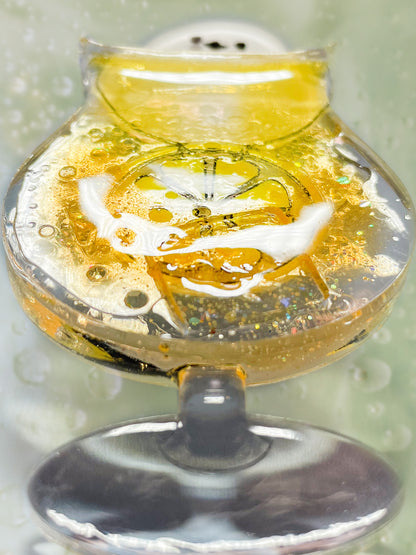 Ice cream float collection - Long-tailed Tit floated honey lemon soda brooch
