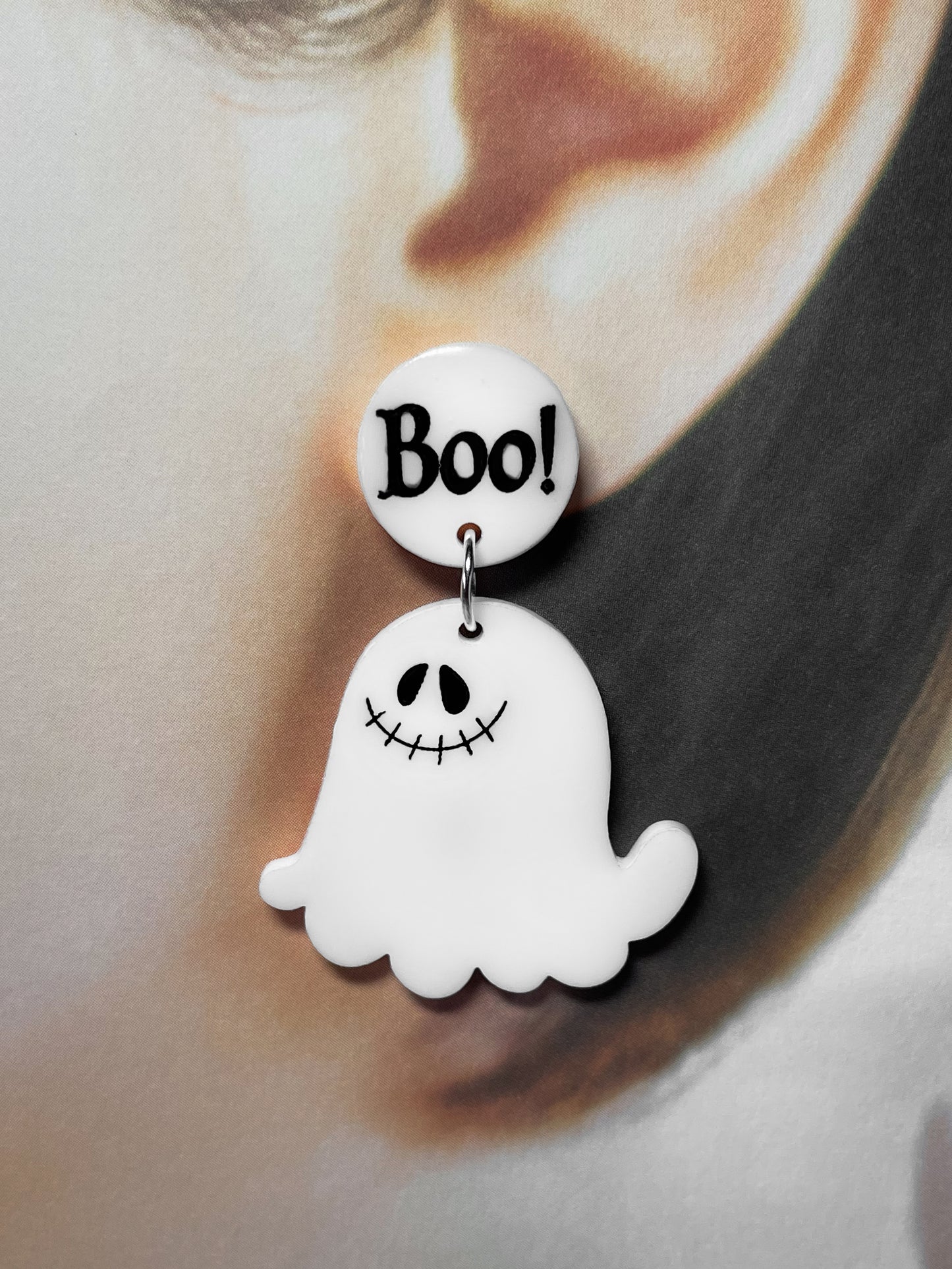 Boo! Ghost drop earrings (asymmetry)
