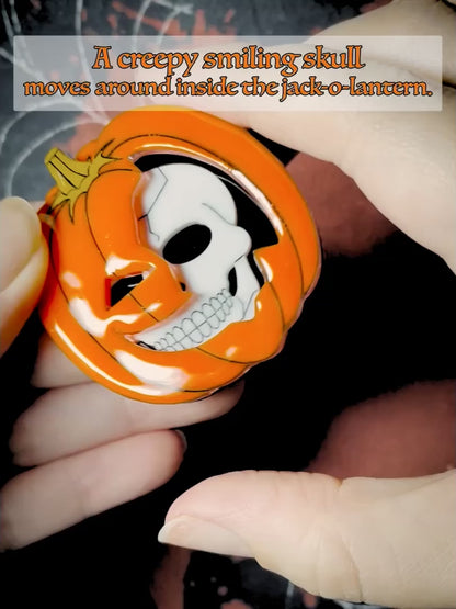 Jack-o'-Lantern Skull Brooch