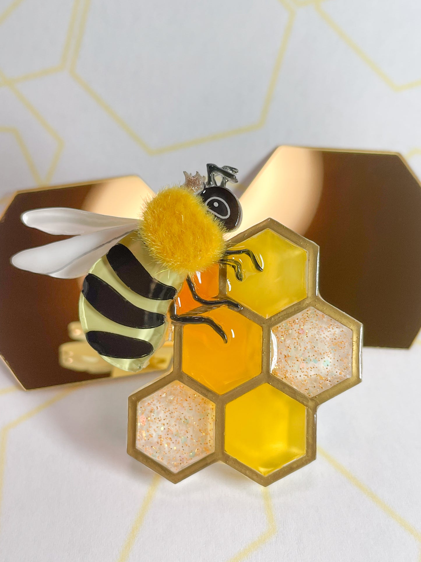 Queen honey bee brooch