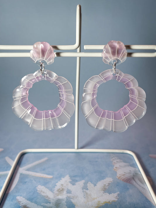 Clear seashell drop earrings (Pink)
