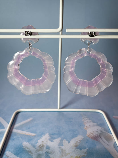 Clear seashell drop earrings (Pink)