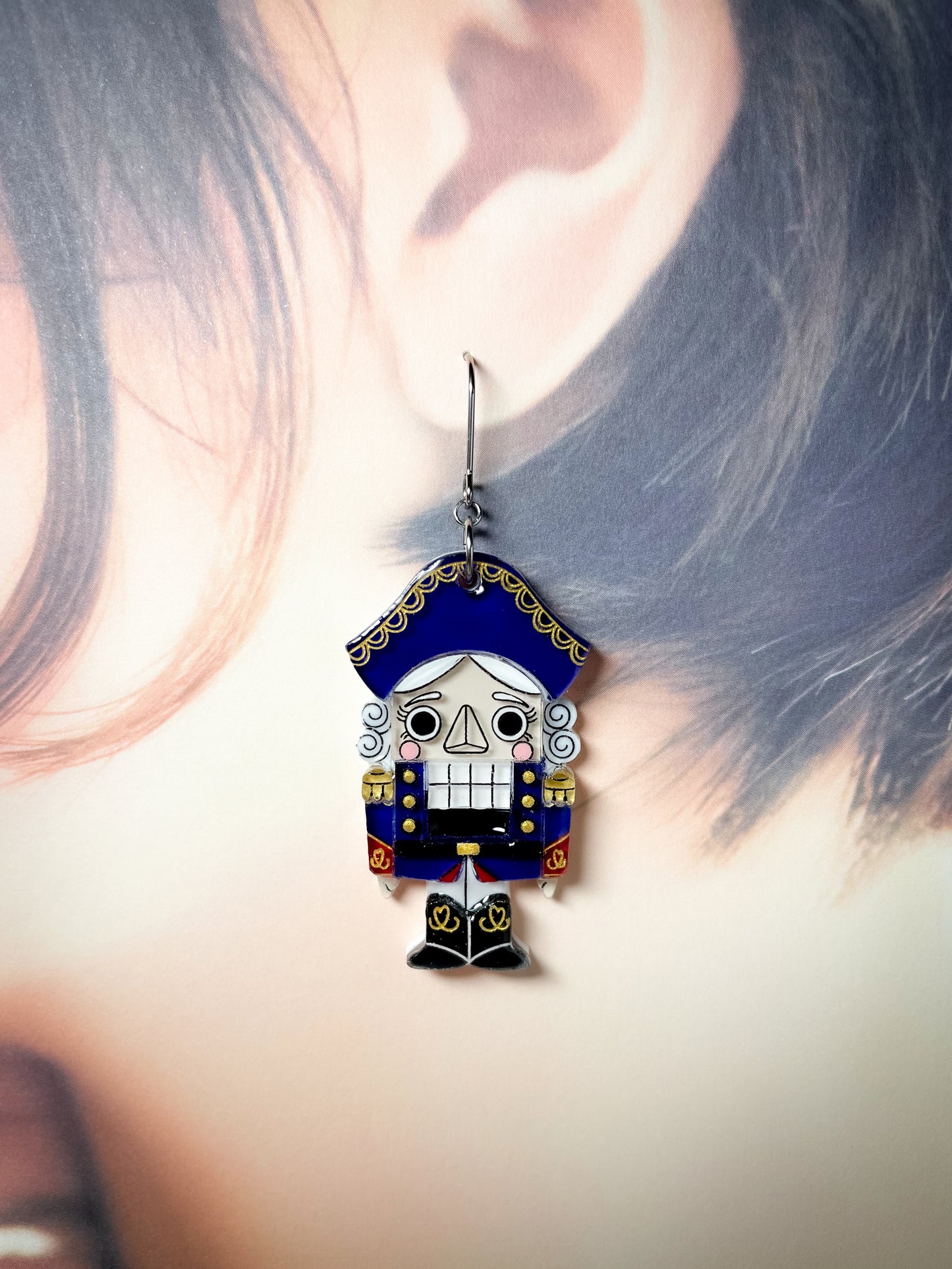 Nutcracker Drop Earrings (Blue)