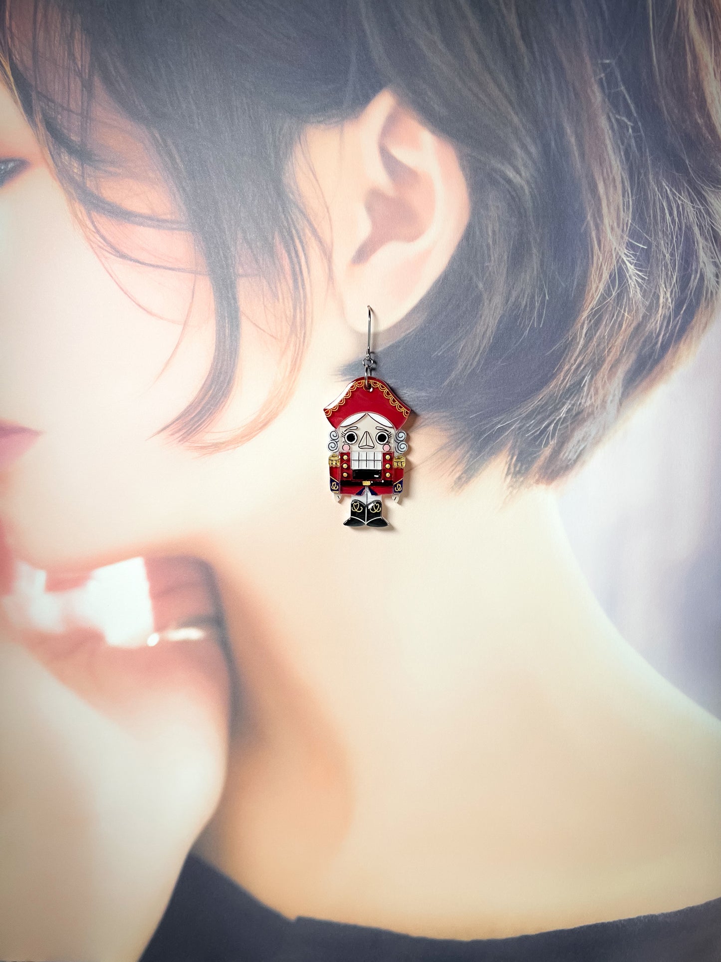 Nutcracker Drop Earrings (Red)