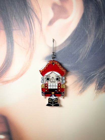 Nutcracker Drop Earrings (Red)