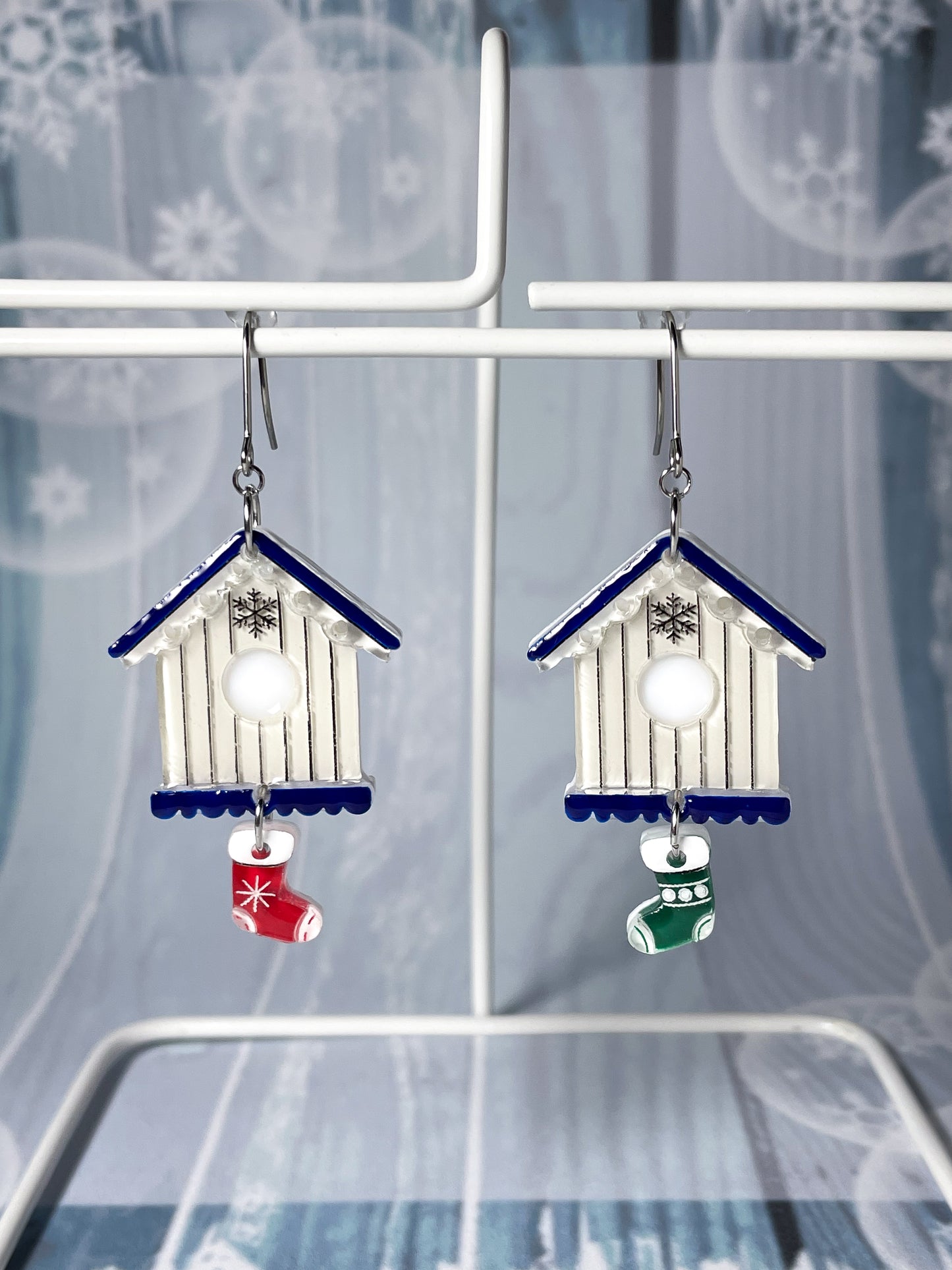 Cardinal Birdhouse Drop Earrings