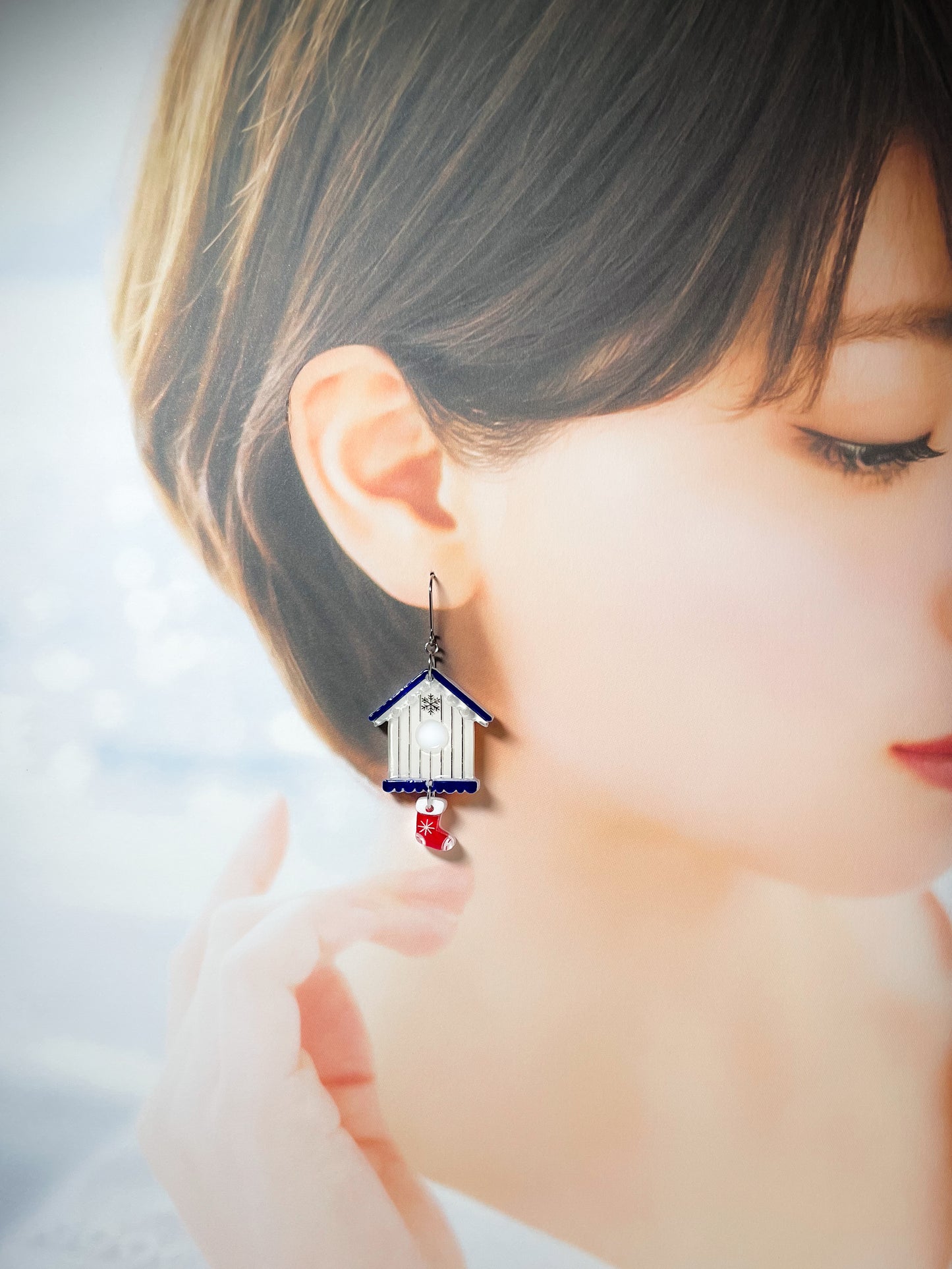 Cardinal Birdhouse Drop Earrings