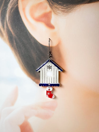 Cardinal Birdhouse Drop Earrings