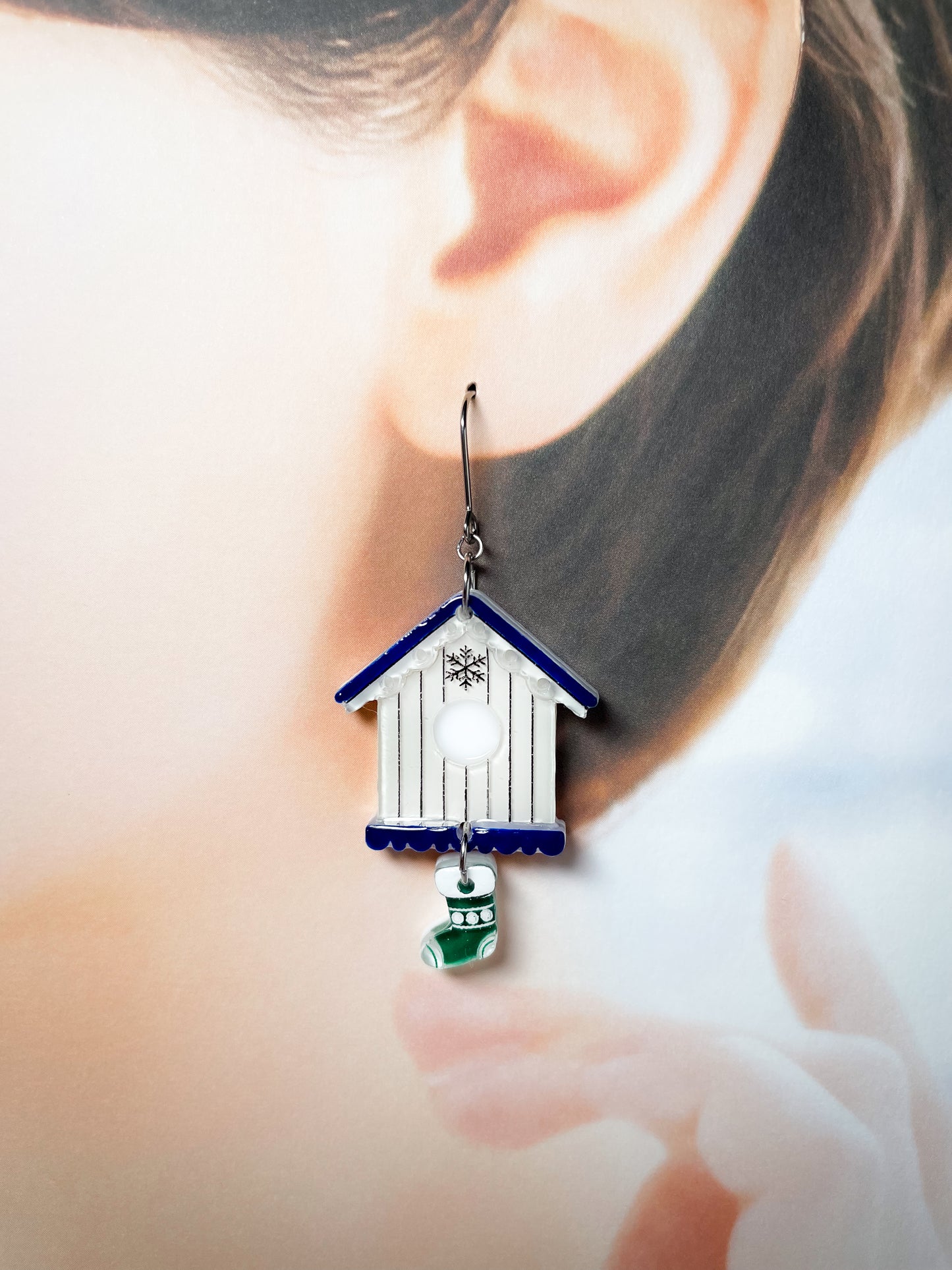 Cardinal Birdhouse Drop Earrings