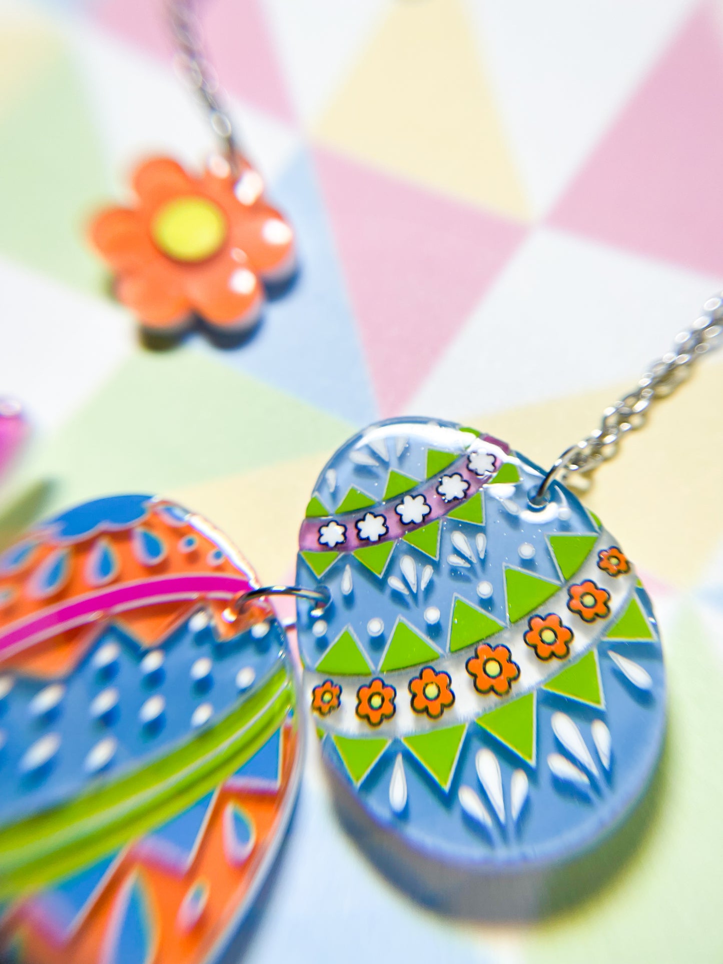 Vivid Easter Bunny Egg Necklace