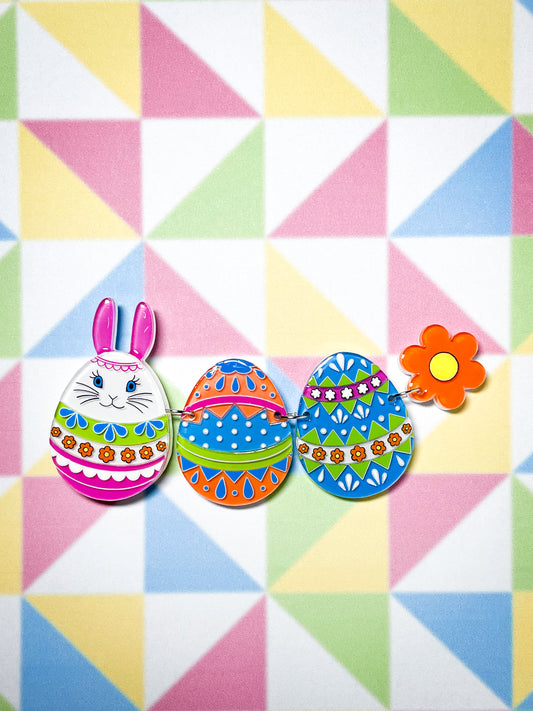 Vivid Easter Bunny Egg Brooch