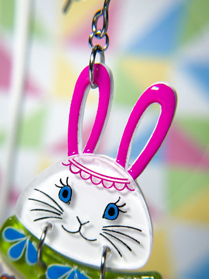 Vivid Easter Bunny Egg Drop Earrings