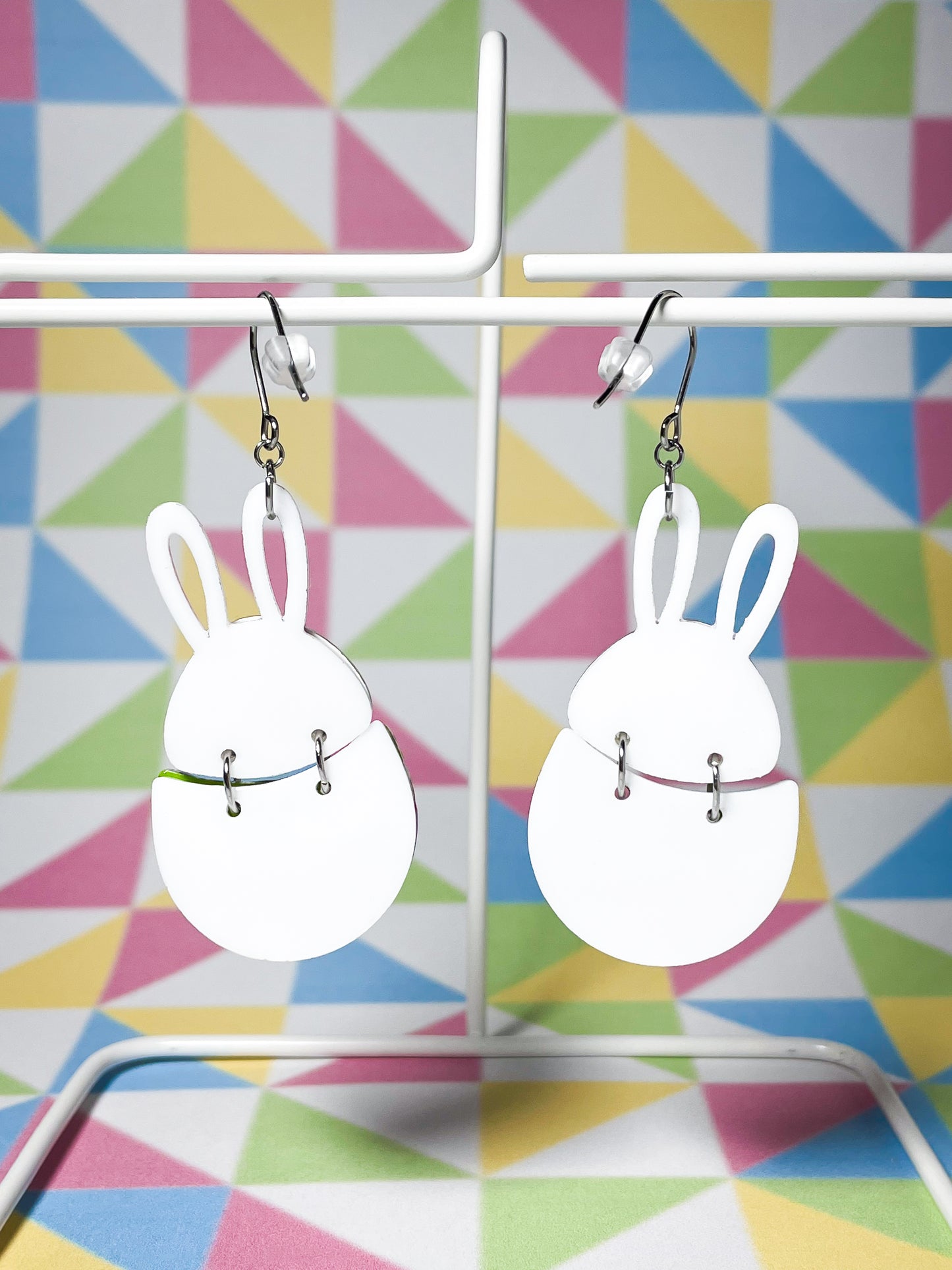 Vivid Easter Bunny Egg Drop Earrings