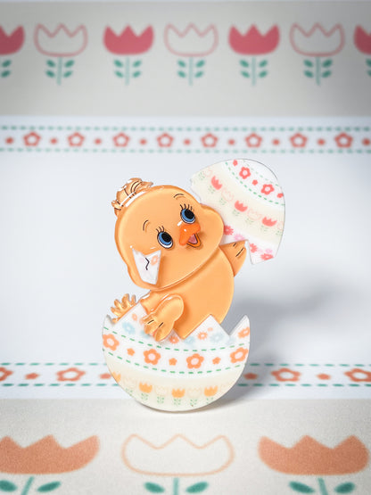 Cute Chick Coming out of a Easter Egg Brooch