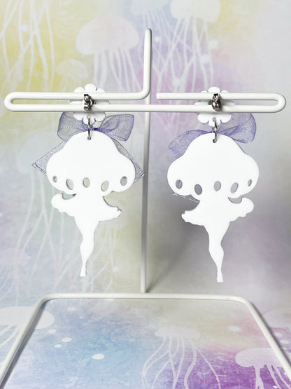 Jellyfish Fairy Earrings (Purple ribbon)