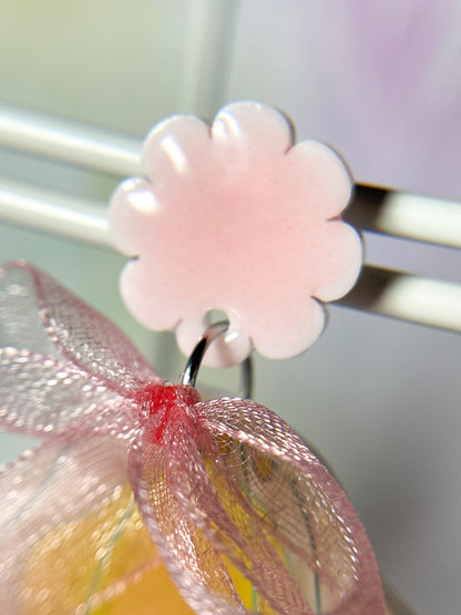 Jellyfish Fairy Earrings (Pink ribbon)