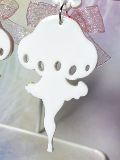 Jellyfish Fairy Earrings (Pink ribbon)