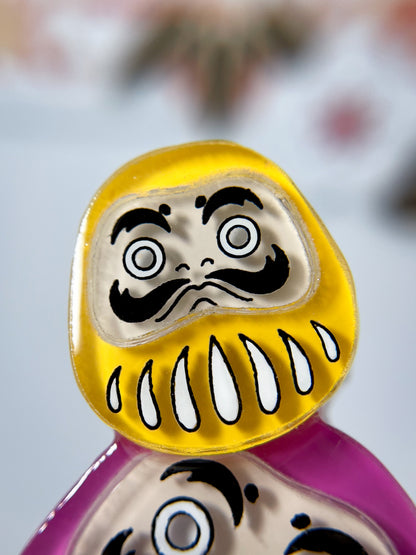 Daruma Brooch (Yellow-Pink-Black)