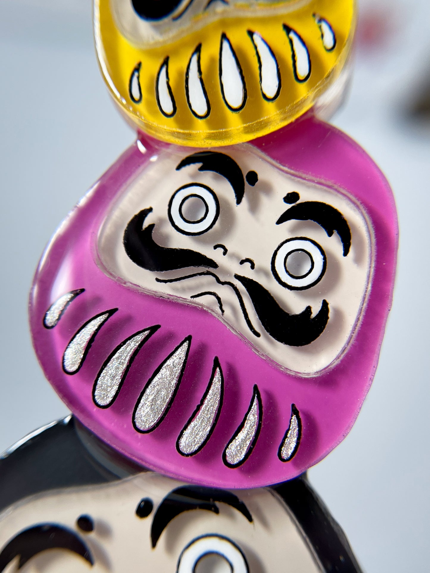 Daruma Brooch (Yellow-Pink-Black)