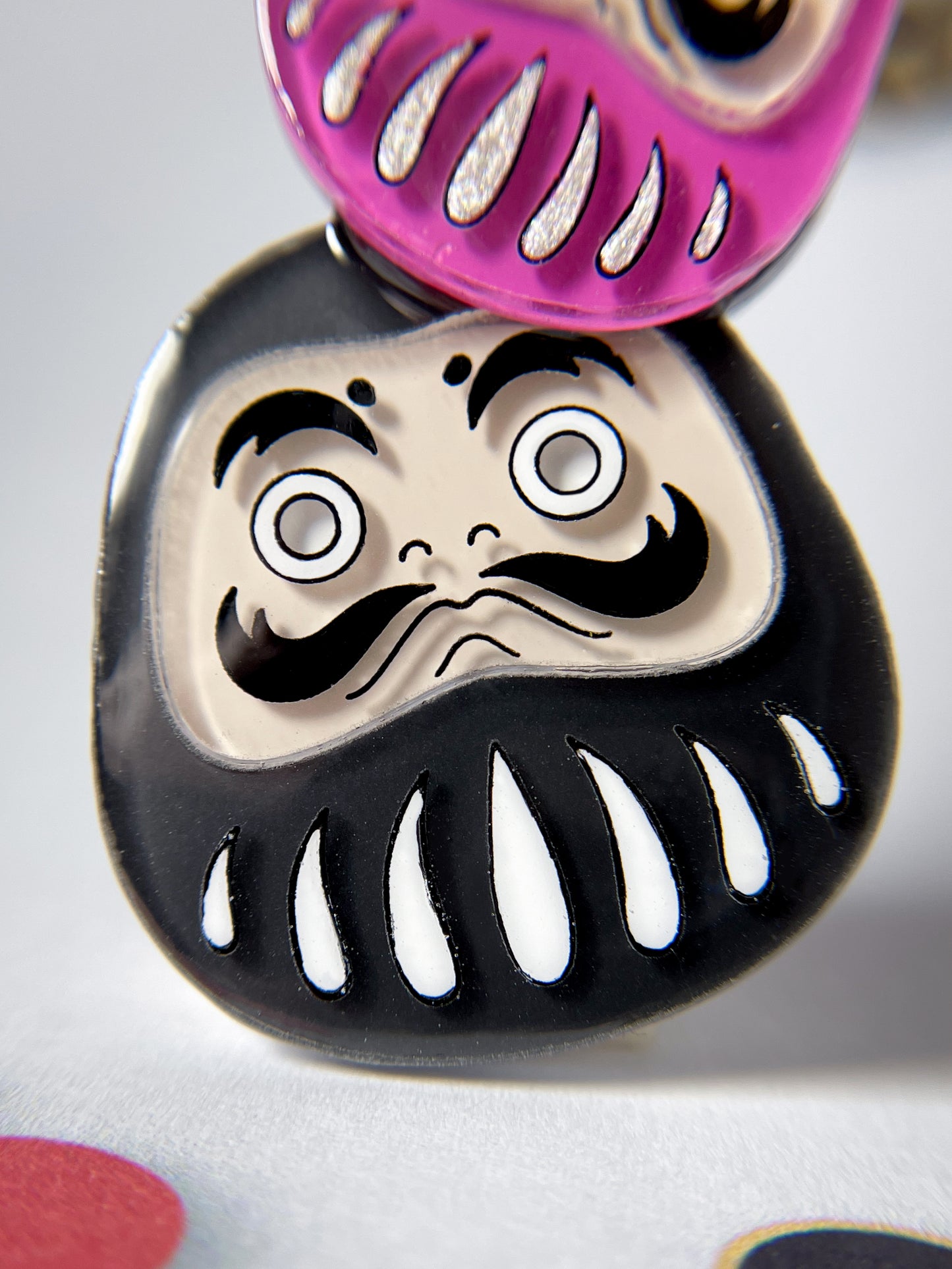 Daruma Brooch (Yellow-Pink-Black)