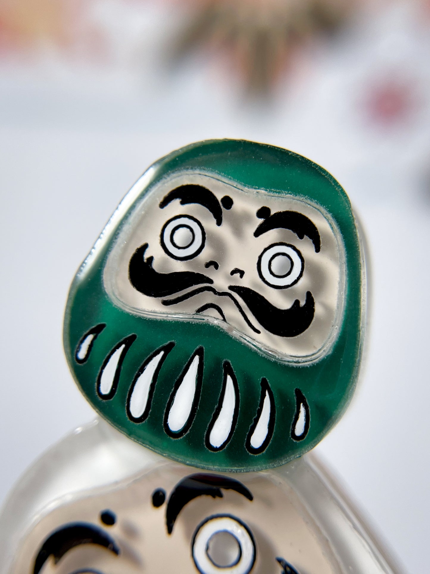 Daruma Brooch (Green-White- Red)