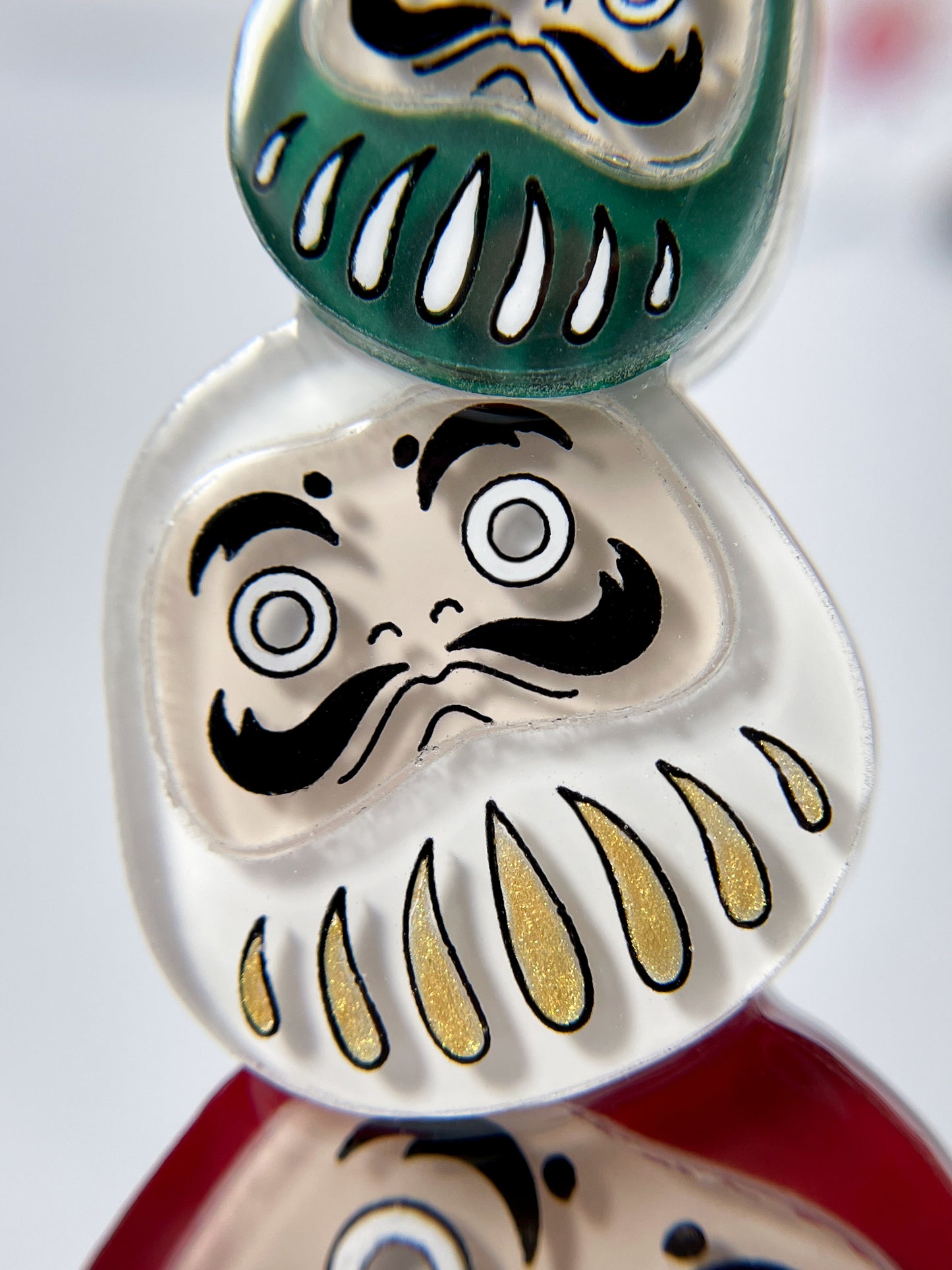 Daruma Brooch (Green-White- Red)