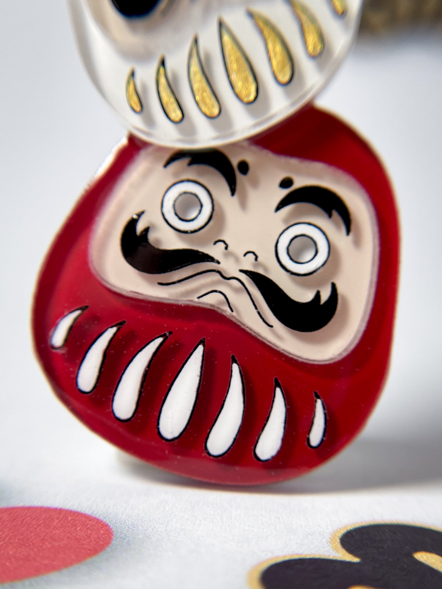 Daruma Brooch (Green-White- Red)