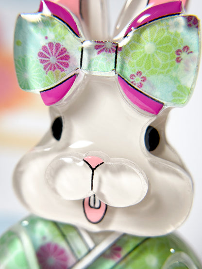 Kimono Rabbit Brooch (Green Kimono)