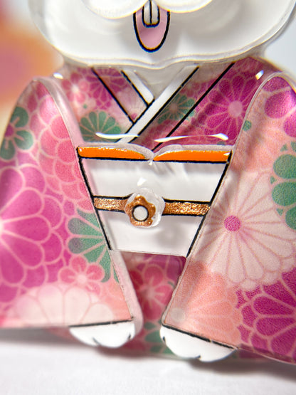 Kimono Rabbit Brooch (Pink Kimono)