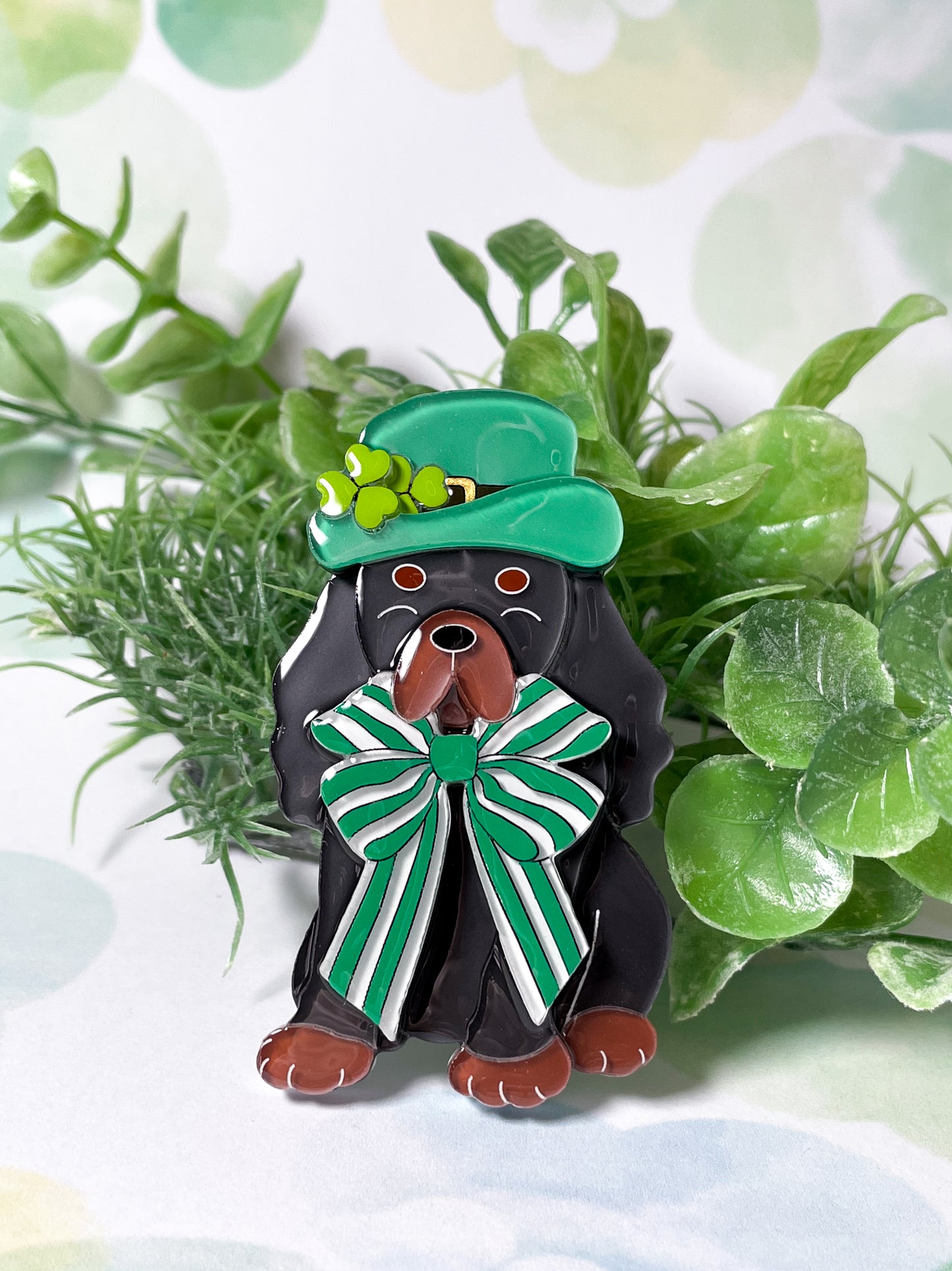 St. Patrick Day Cavalier Brooch (Black & Tan)