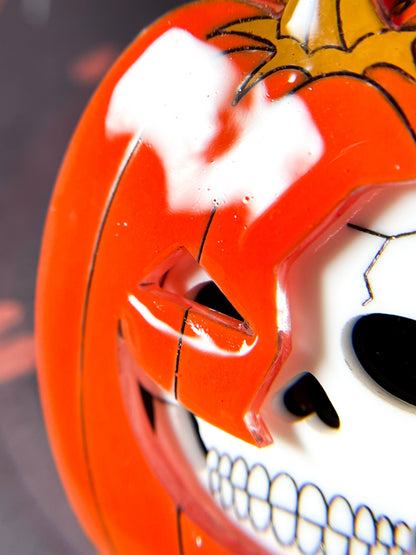 Jack-o'-Lantern Skull Brooch