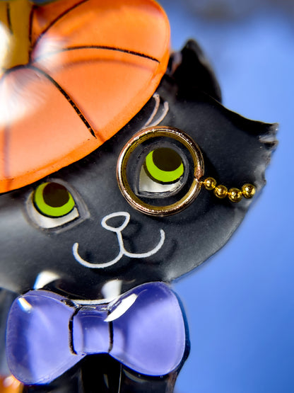 Black Cat Jack-o'-Lantern Brooch