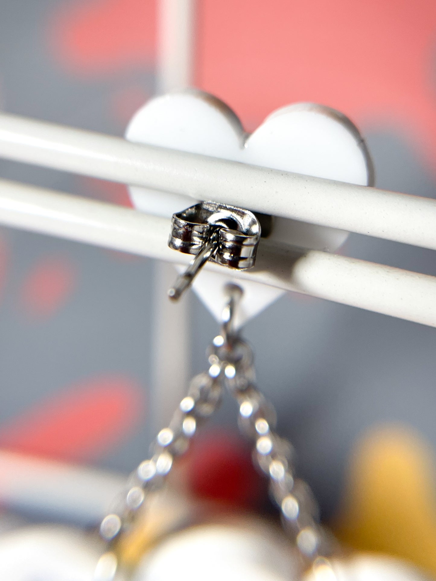 Sweet Skull Heart Earrings (Red & Gray)