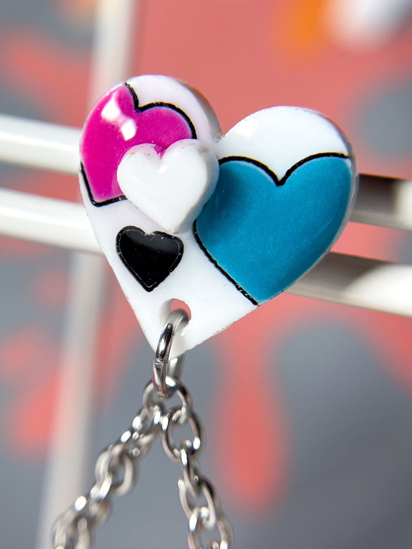 Sweet Skull Heart Earrings (Pink & Blue)