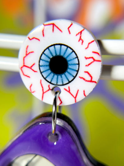 Eating Eyeball Earrings (Purple Lip)