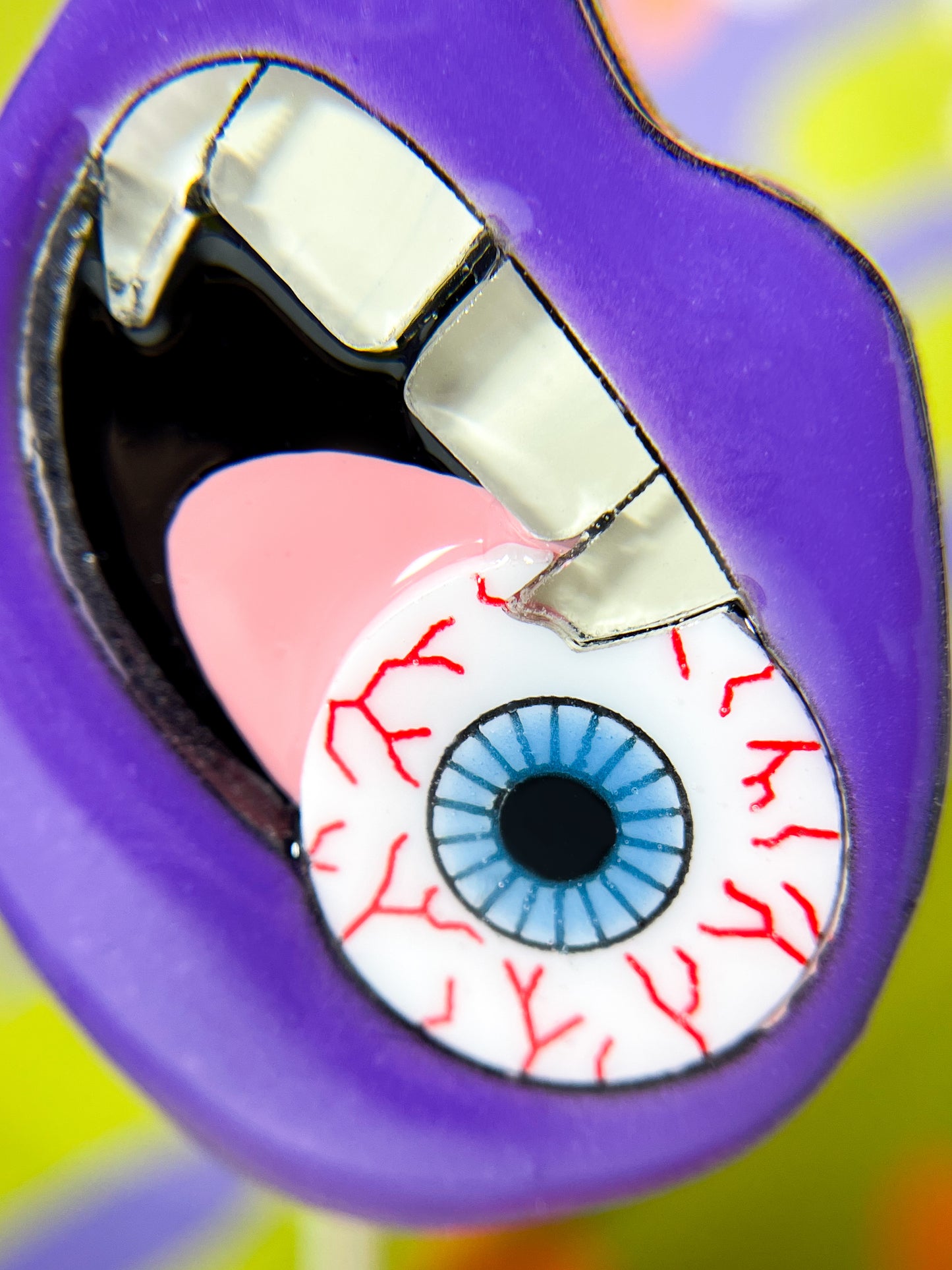 Eating Eyeball Earrings (Purple Lip)