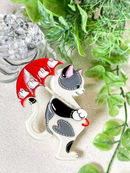 Stitch cat with red mouse umbrella