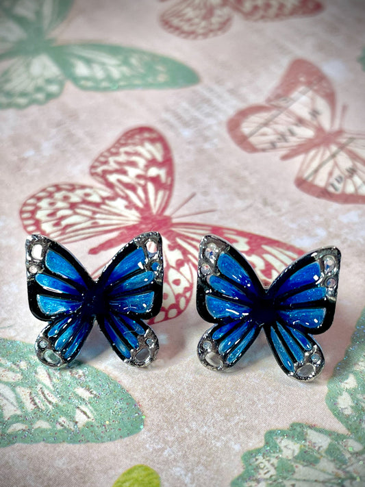 [Limited edition] Spring butterfly earrings (blue)