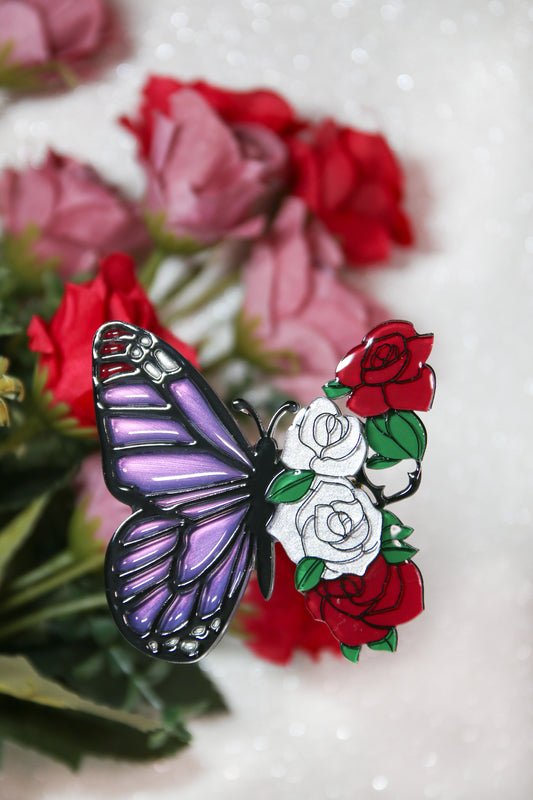Stained glass butterfly brooch (purple)