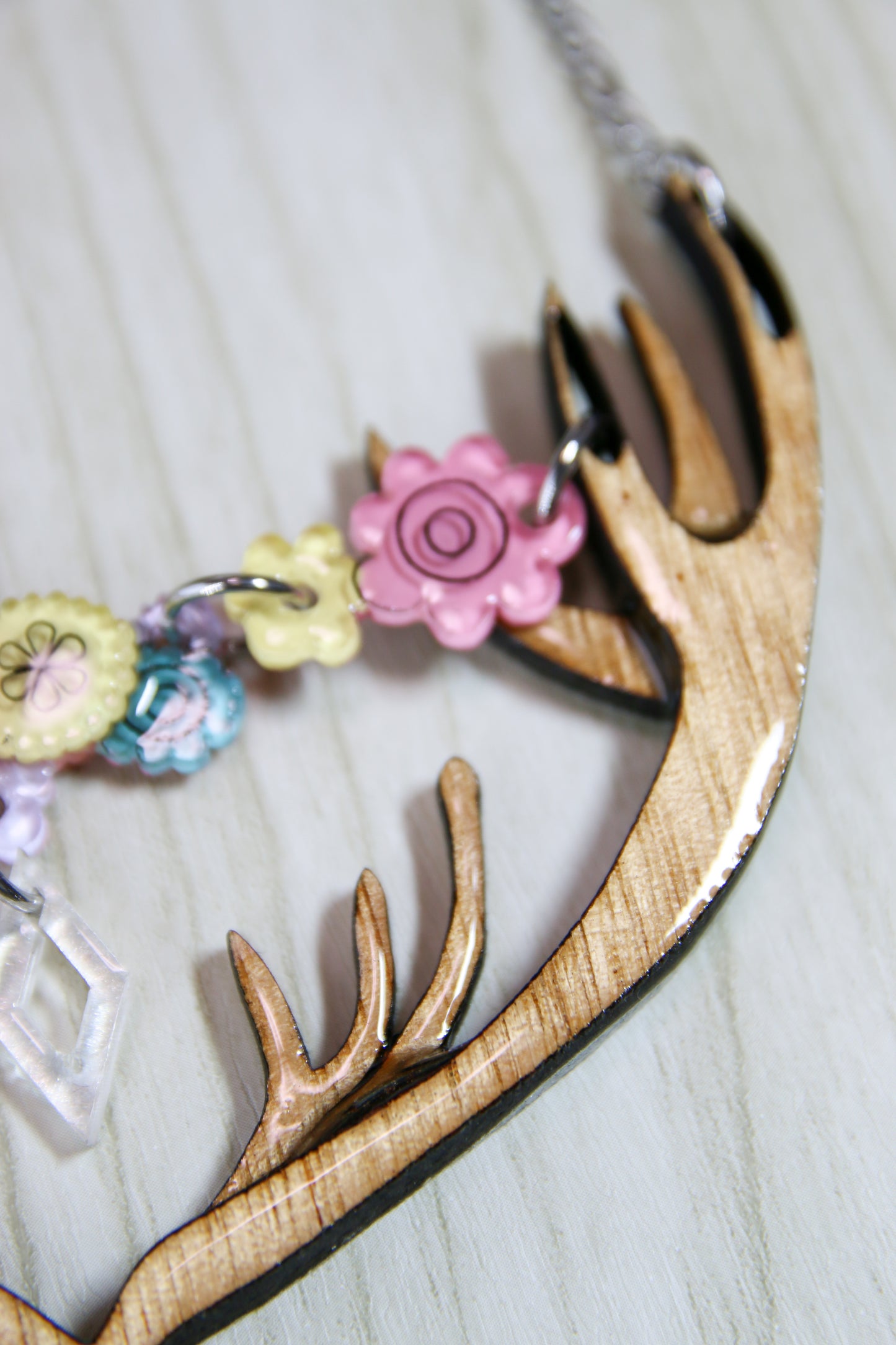 [Limited edition] Spring forest wooden antlers necklace