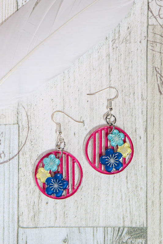 [Limited edition] Plum blossom drop earrings (Pink)