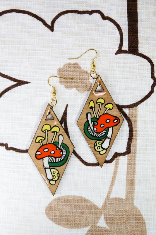 Wood earrings - Mushrooms