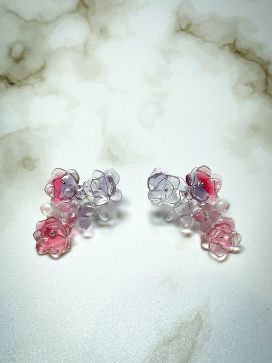 Hydrangea ear cuffs (Pinkish-purple)